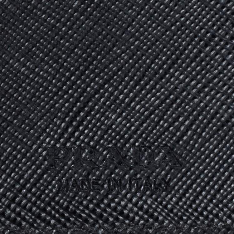 Pre Owned Prada Black/Blue Saffiano Leather Bifold Wallet