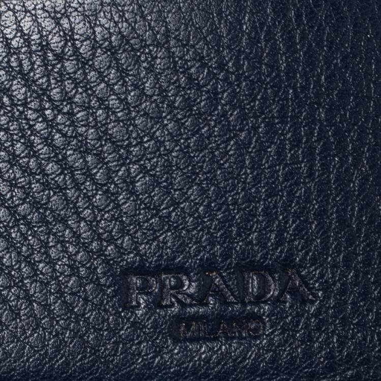Pre Owned Prada Blue Leather Bifold Wallet