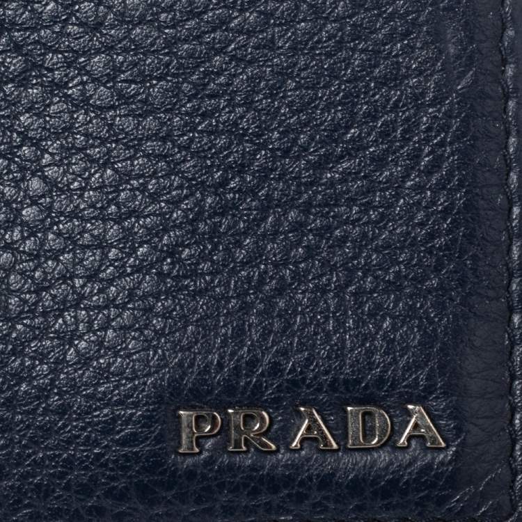 Pre Owned Prada Blue Leather Bifold Wallet