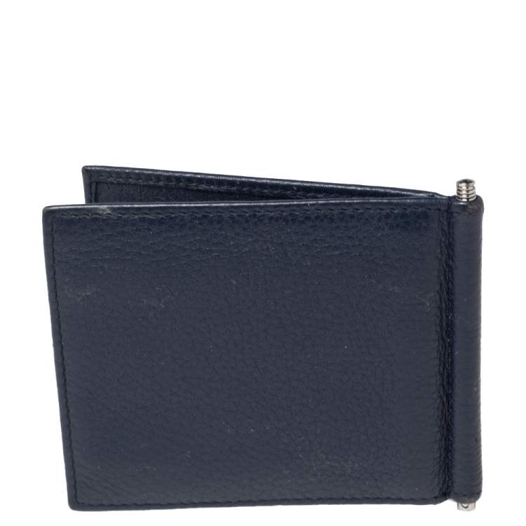 Pre Owned Prada Blue Leather Bifold Wallet
