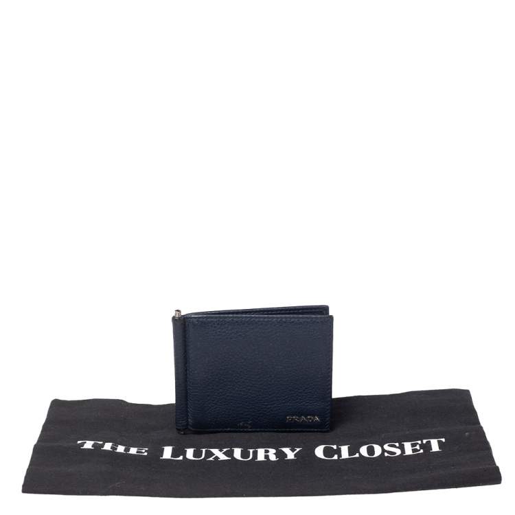 Pre Owned Prada Blue Leather Bifold Wallet