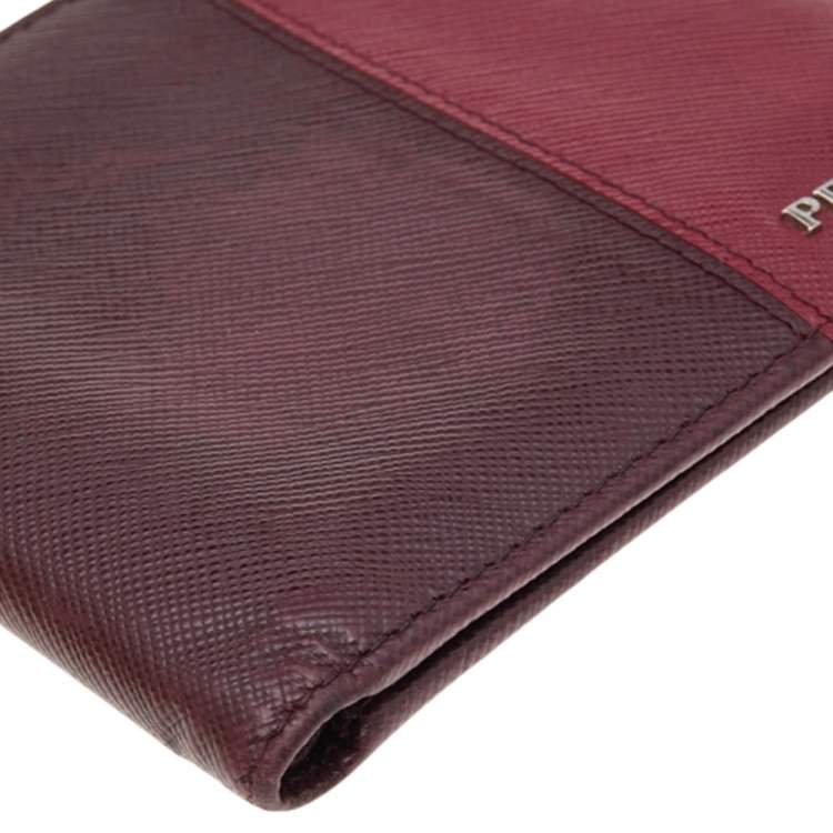 Pre Owned Prada Burgundy/Red Saffiano Lux Leather Bifold Wallet