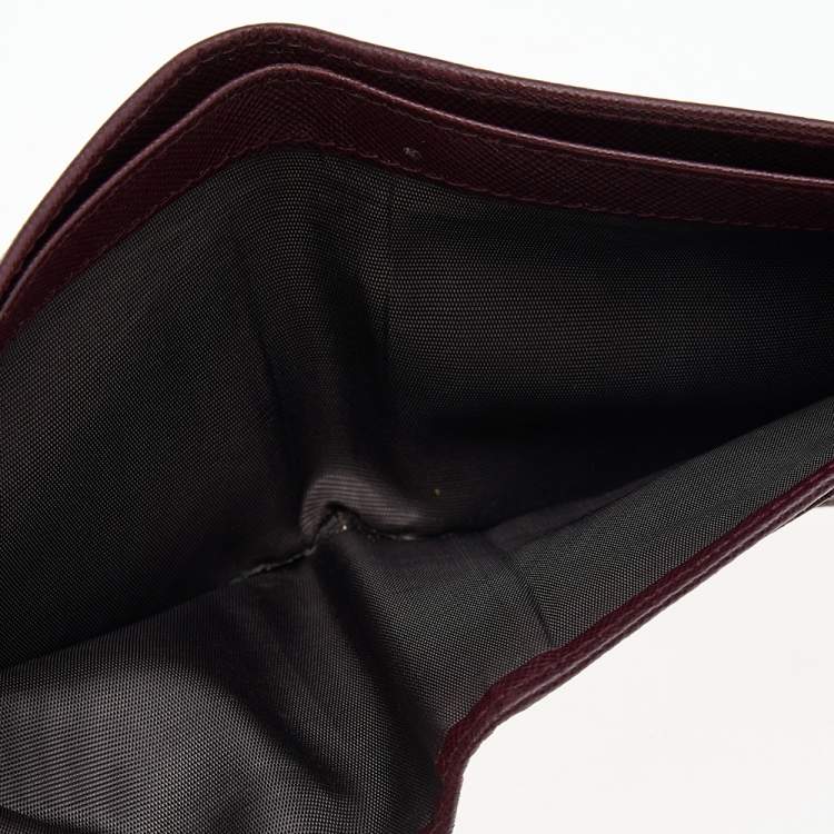 Pre Owned Prada Burgundy/Red Saffiano Lux Leather Bifold Wallet