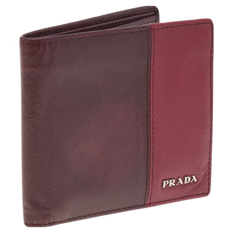Pre Owned Prada Burgundy/Red Saffiano Lux Leather Bifold Wallet
