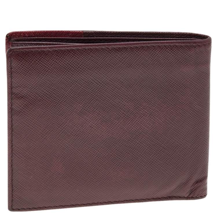 Pre Owned Prada Burgundy/Red Saffiano Lux Leather Bifold Wallet