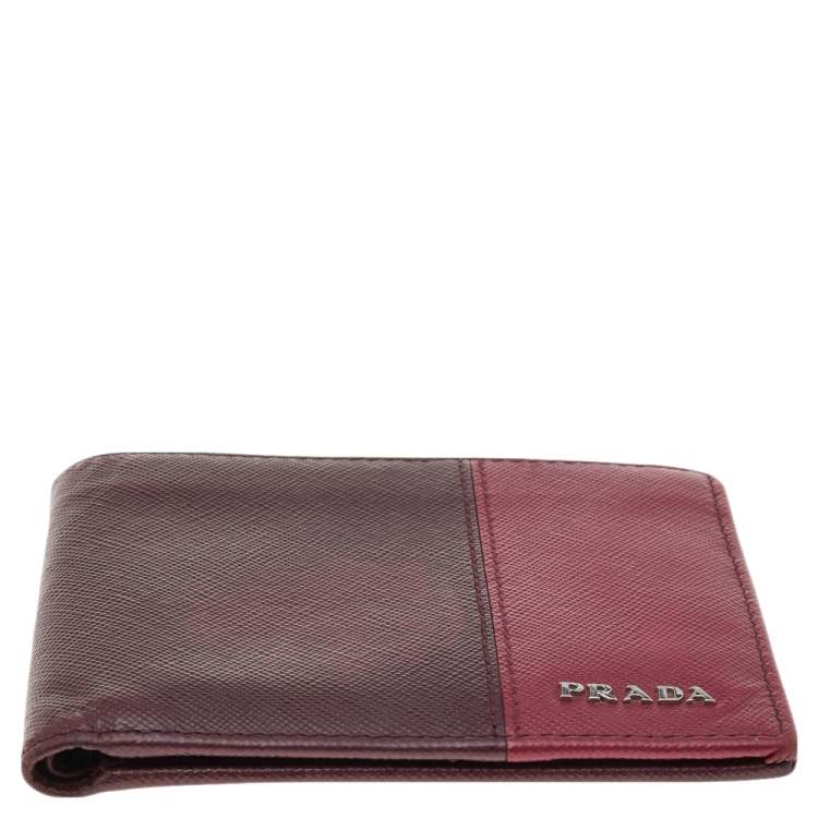 Pre Owned Prada Burgundy/Red Saffiano Lux Leather Bifold Wallet