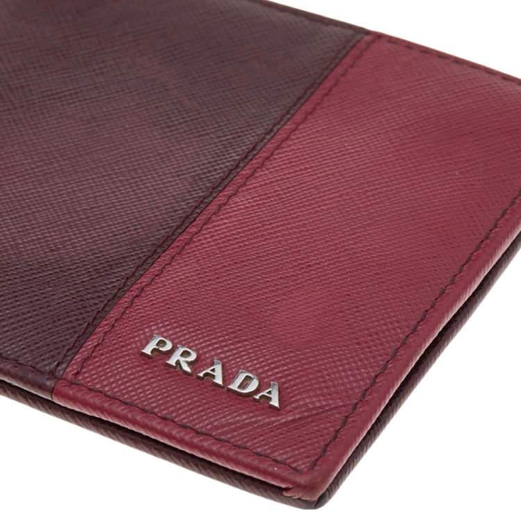 Pre Owned Prada Burgundy/Red Saffiano Lux Leather Bifold Wallet