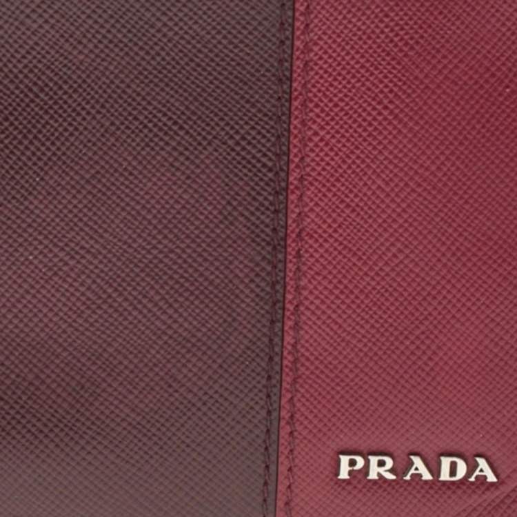 Pre Owned Prada Burgundy/Red Saffiano Lux Leather Bifold Wallet
