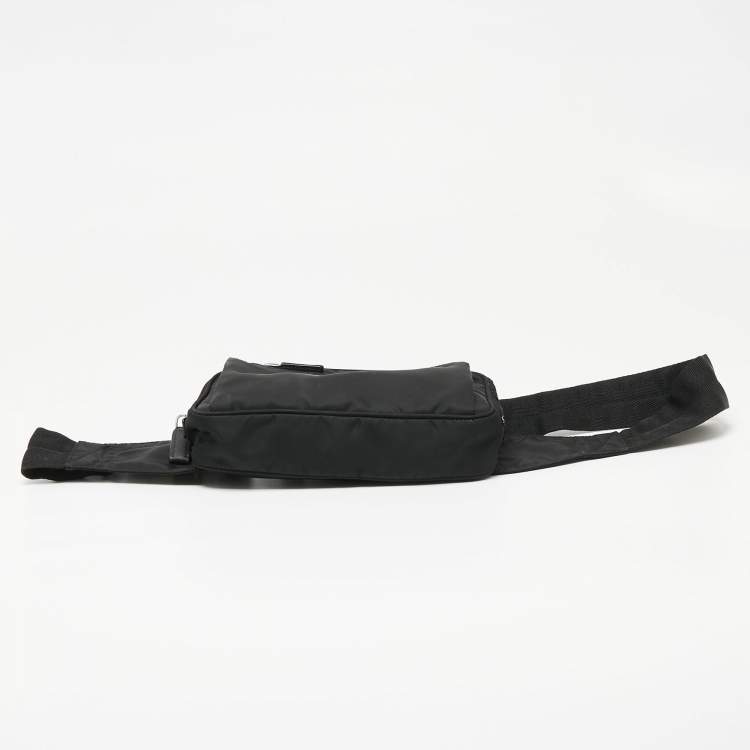Pre Owned Prada Black Nylon Logo Belt Bag