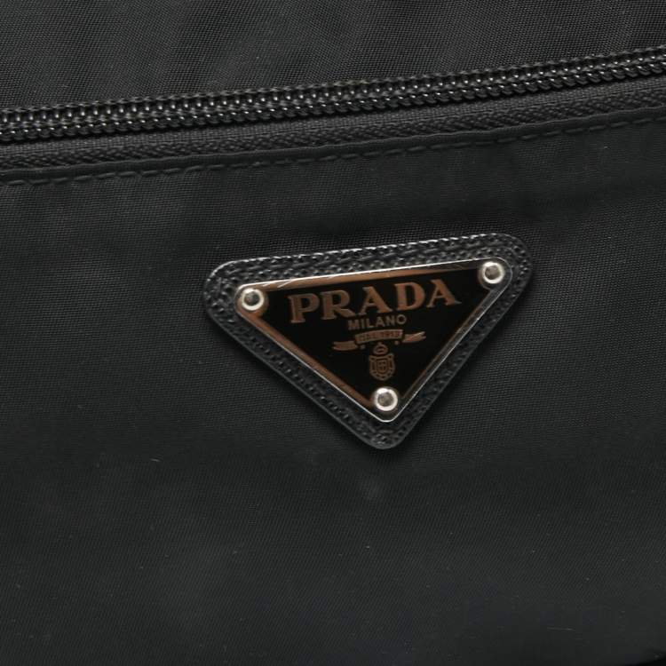Pre Owned Prada Black Nylon Logo Belt Bag