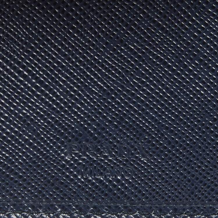 Pre Owned Prada Navy Blue Saffiano Lux Leather Travel Bifold Wallet