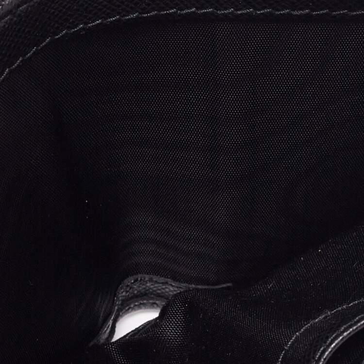 Pre Owned Prada Black Saffiano Metal Leather Bifold Compact Wallet