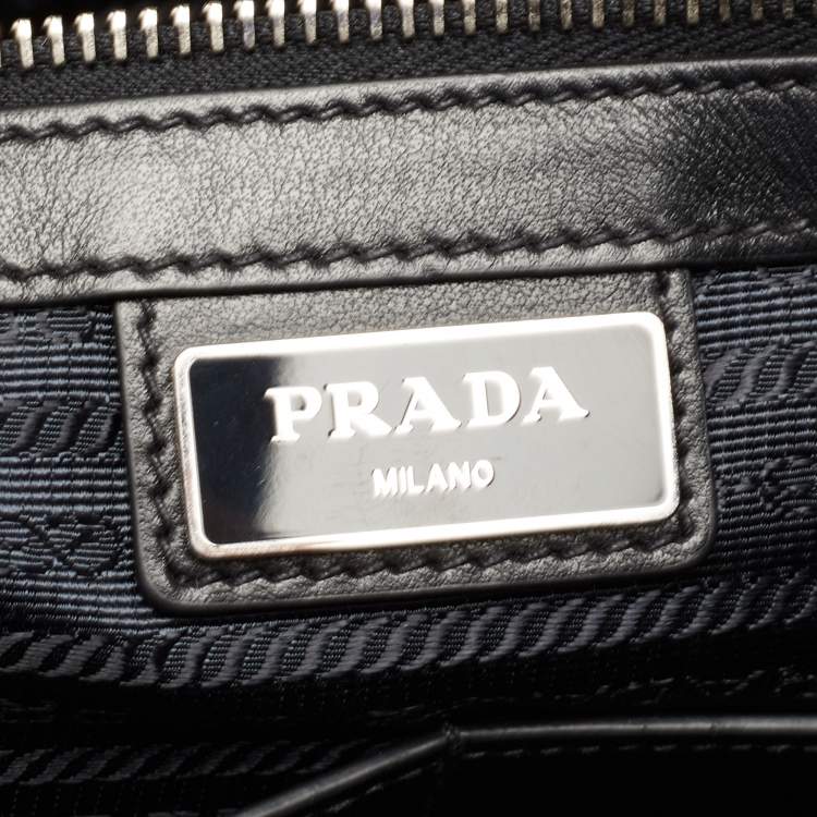 Pre Owned Prada Black Saffiano Lux Leather Laptop Briefcase Bag
