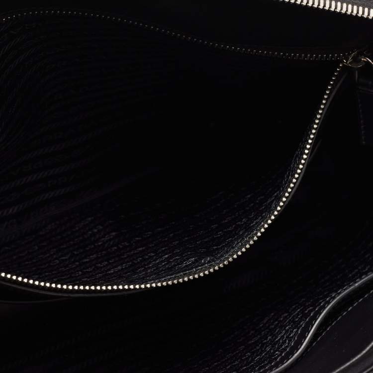 Pre Owned Prada Black Saffiano Lux Leather Laptop Briefcase Bag