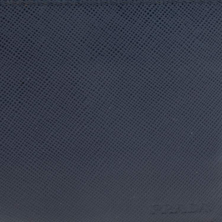 Pre Owned Prada Navy Blue Saffiano Leather Money Clip Bifold Wallet