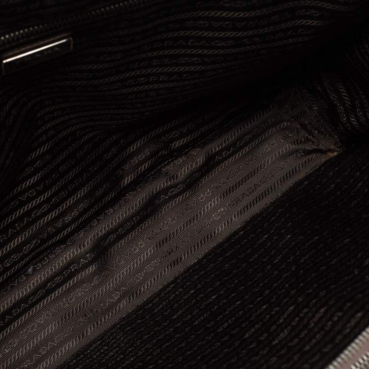 Pre Owned Prada Grey Saffiano Leather Briefcase Laptop Bag