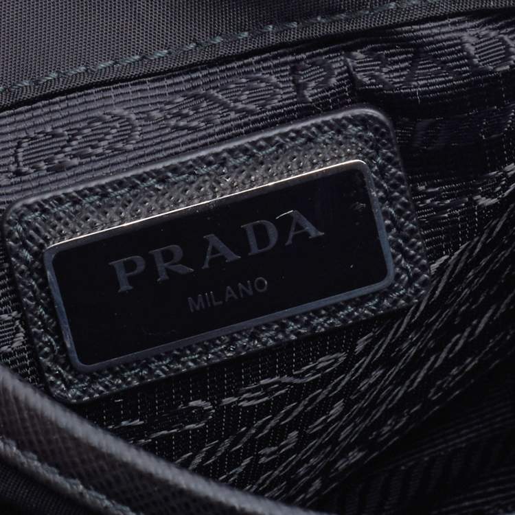 Pre Owned Prada Black Re-Nylon And Saffiano Leather Shoulder Bag