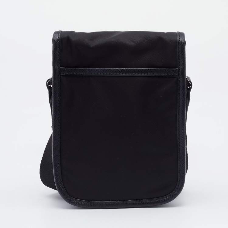 Pre Owned Prada Black Re-Nylon And Saffiano Leather Shoulder Bag