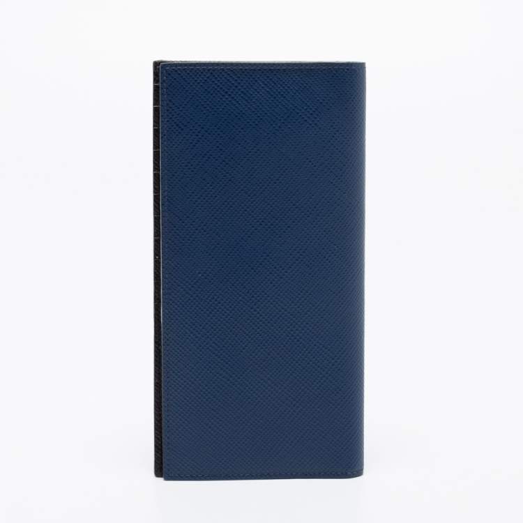 Pre Owned Prada Blue Saffiano Leather Bifold Long Wallet 