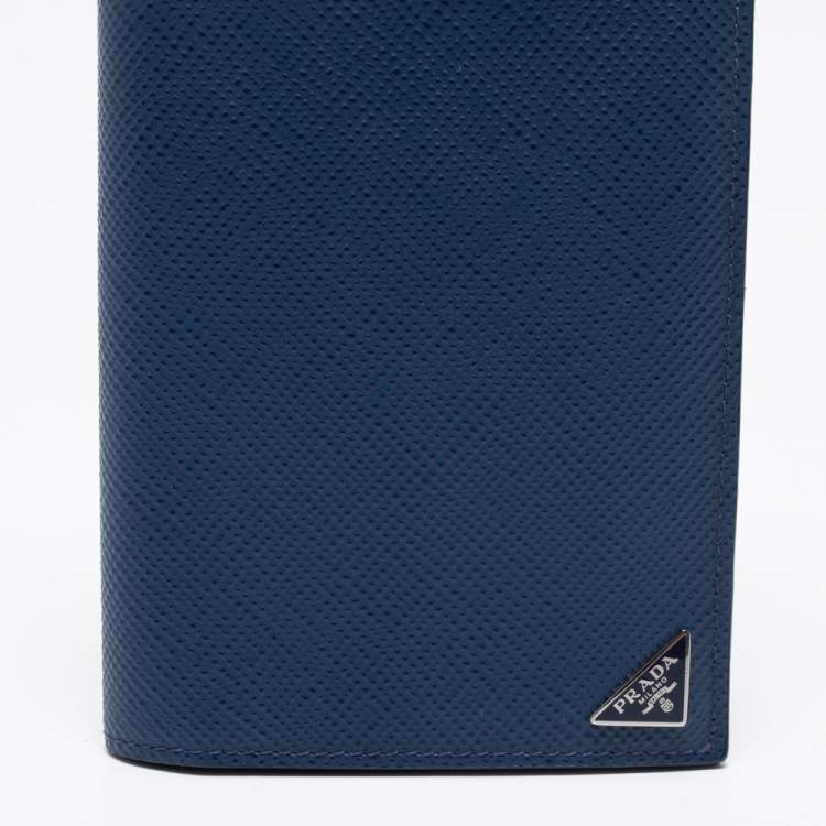 Pre Owned Prada Blue Saffiano Leather Bifold Long Wallet 