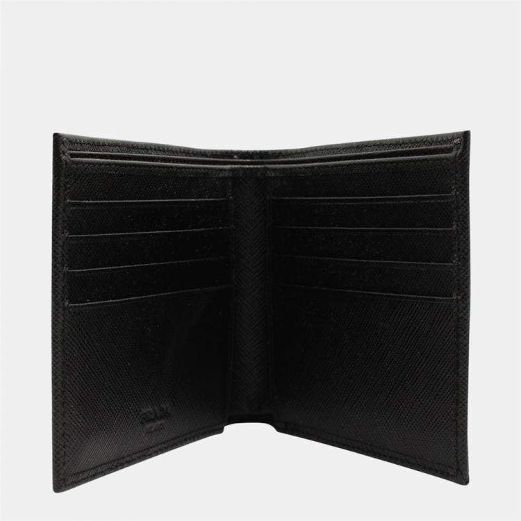 Pre Owned Prada Black Saffiano Leather Fold Wallet