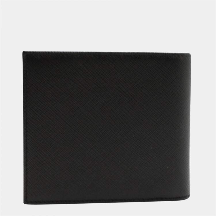 Pre Owned Prada Black Saffiano Leather Fold Wallet