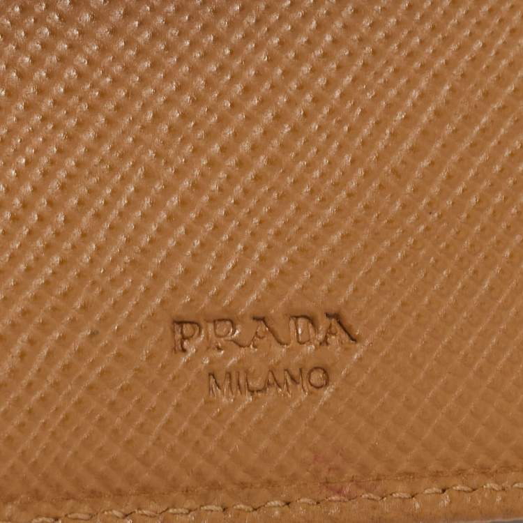 Pre Owned Prada Tan Saffiano Leather Bifold Wallet