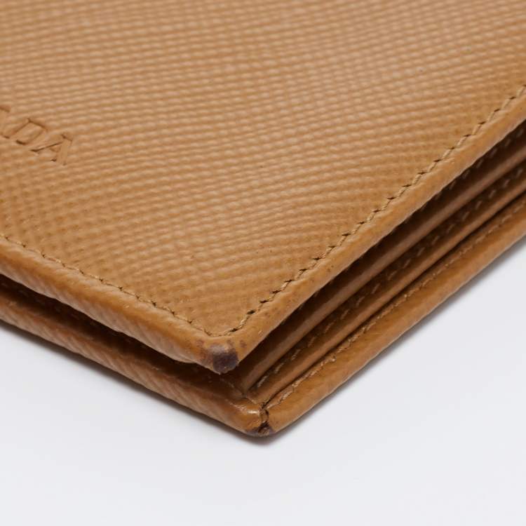 Pre Owned Prada Tan Saffiano Leather Bifold Wallet