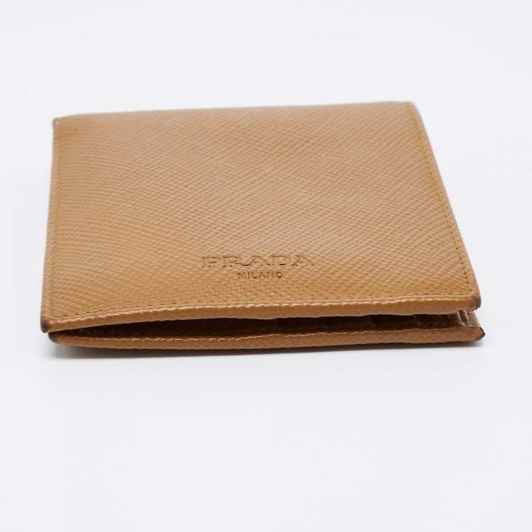 Pre Owned Prada Tan Saffiano Leather Bifold Wallet