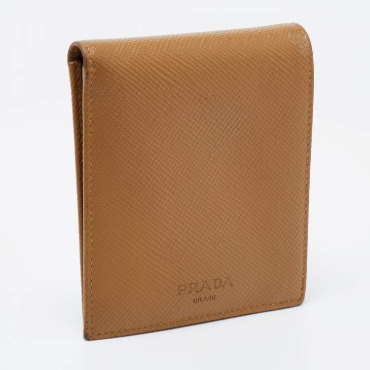 Pre Owned Prada Tan Saffiano Leather Bifold Wallet