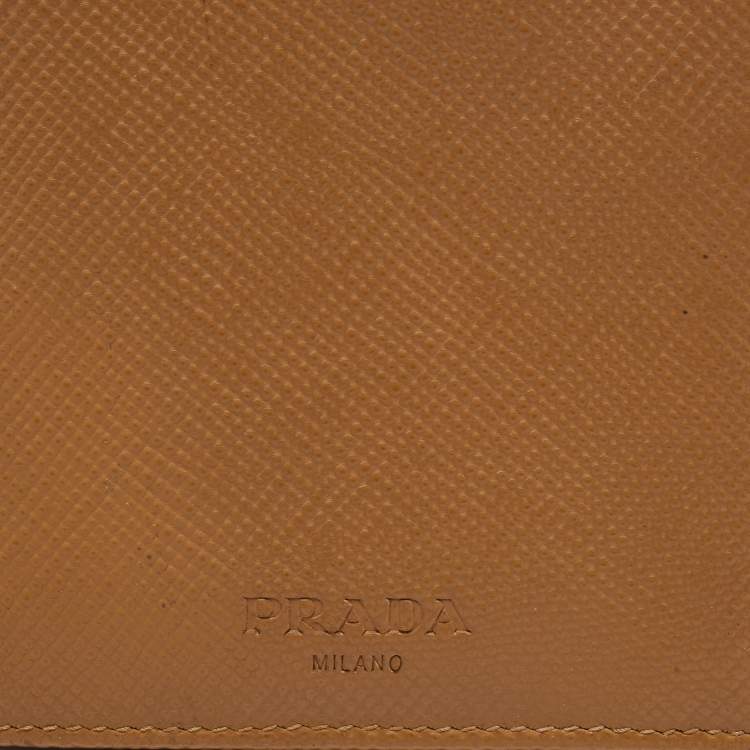 Pre Owned Prada Tan Saffiano Leather Bifold Wallet