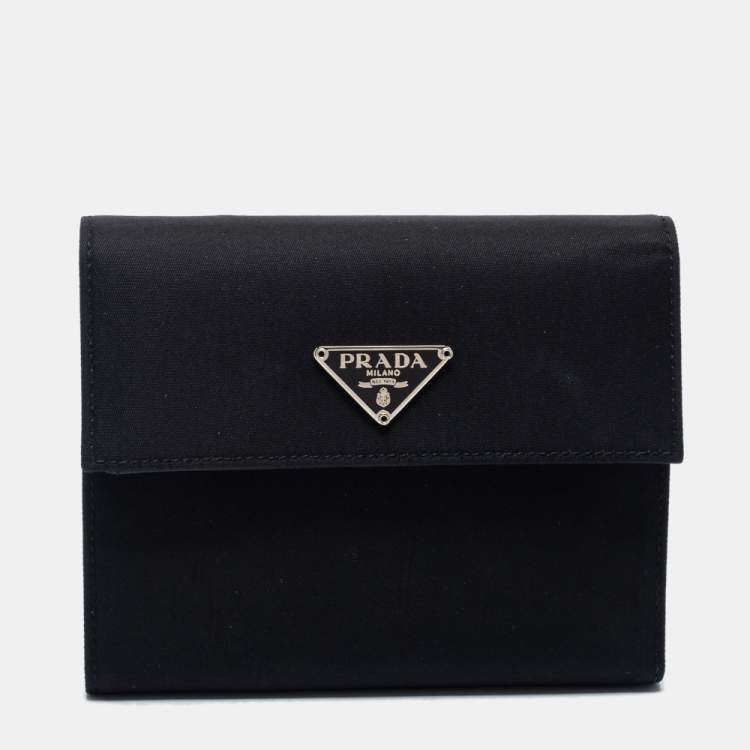 Prada trifold wallets for womens men online black 5.5x4.5