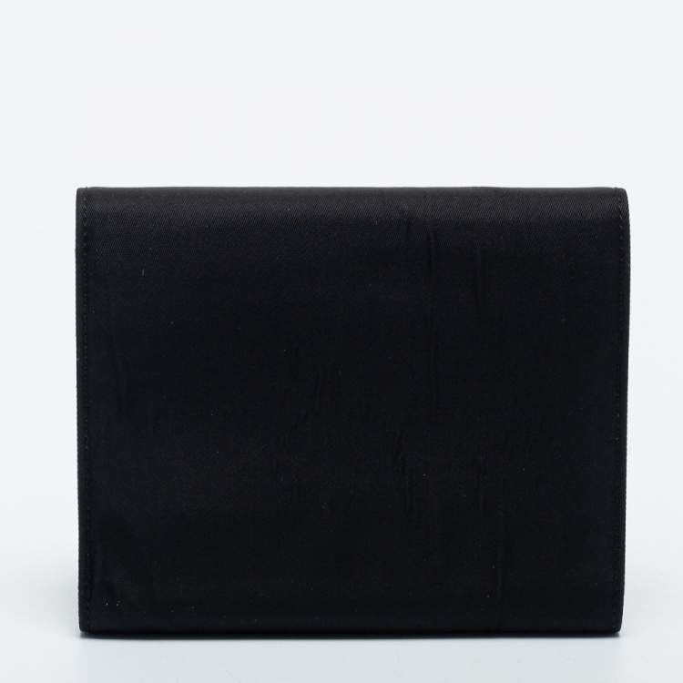 Pre Owned Prada Black Tessuto Nylon Trifold Wallet