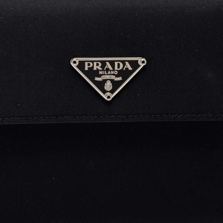 Pre Owned Prada Black Tessuto Nylon Trifold Wallet