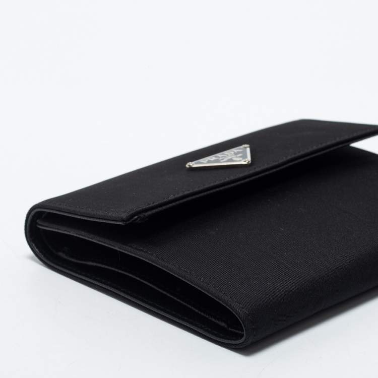 Pre Owned Prada Black Tessuto Nylon Trifold Wallet