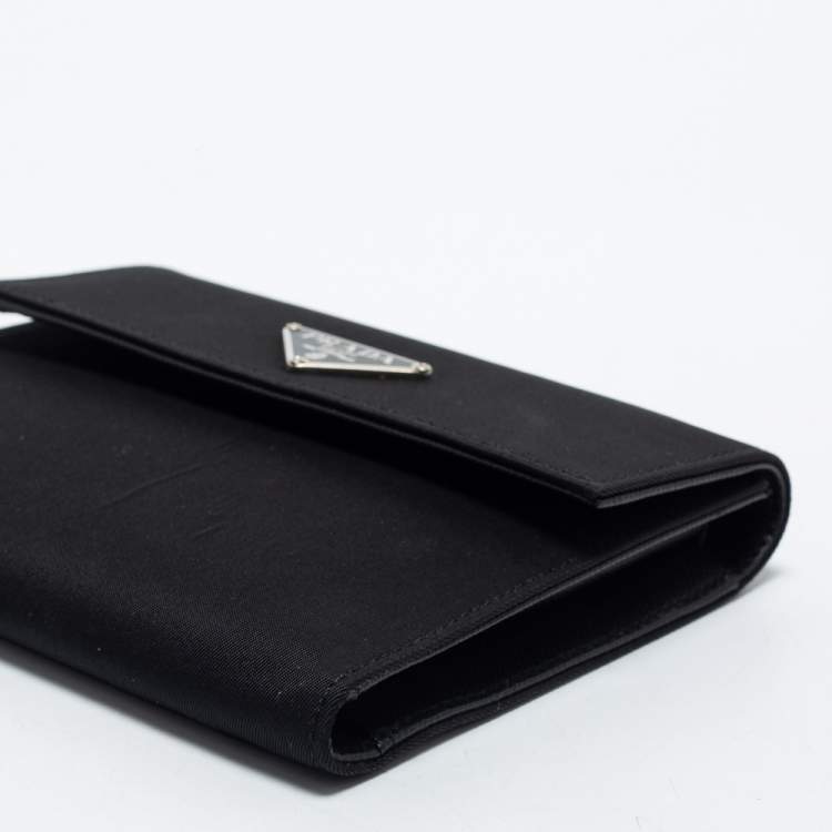 Pre Owned Prada Black Tessuto Nylon Trifold Wallet