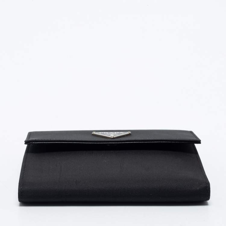 Pre Owned Prada Black Tessuto Nylon Trifold Wallet