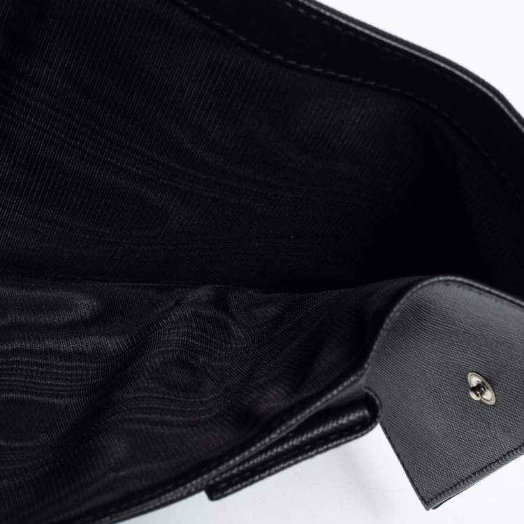 Pre Owned Prada Black Tessuto Nylon Trifold Wallet