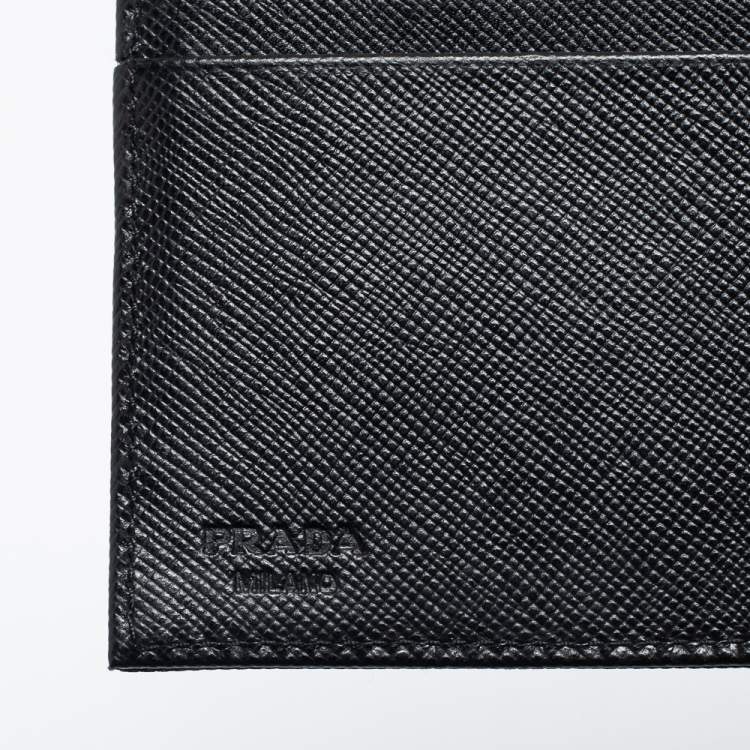 Pre Owned Prada Black Tessuto Nylon Trifold Wallet