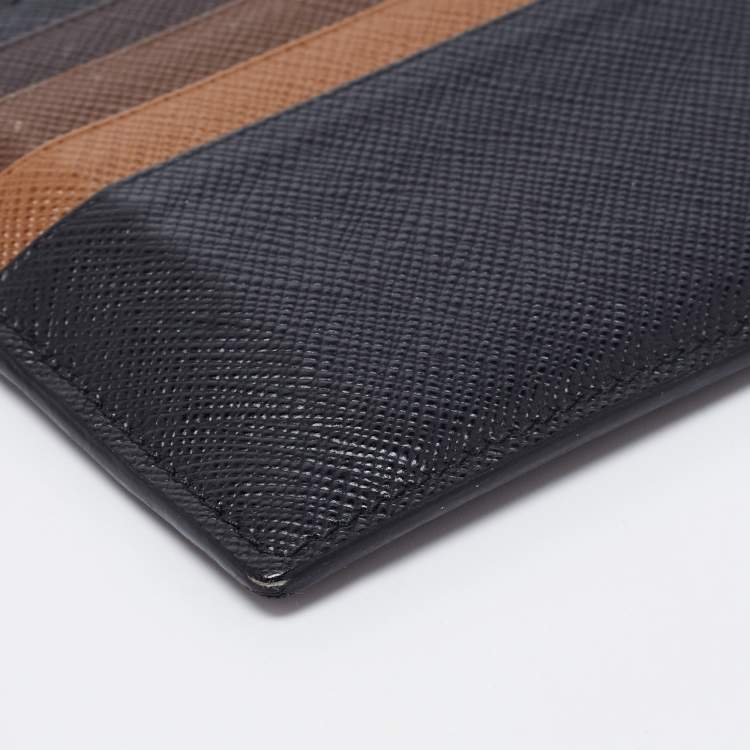 Pre Owned Prada Tri Color Saffiano Leather Card Holder