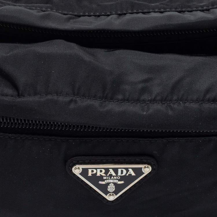 Pre Owned Prada Black Nylon Double Zip Belt Bag