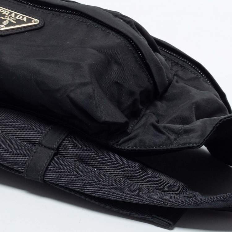 Pre Owned Prada Black Nylon Double Zip Belt Bag