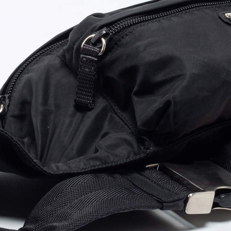 Pre Owned Prada Black Nylon Double Zip Belt Bag