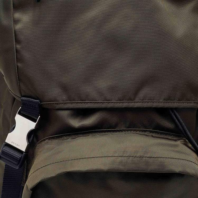 Pre Owned Prada Olive Green Nylon Drawstring Backpack