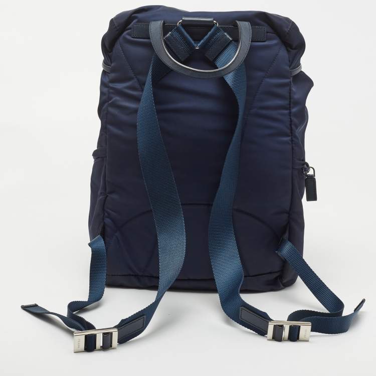 Pre Owned Prada Navy Blue Nylon Backpack