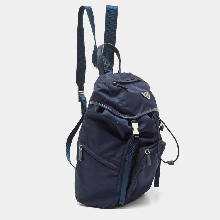 Pre Owned Prada Navy Blue Nylon Backpack