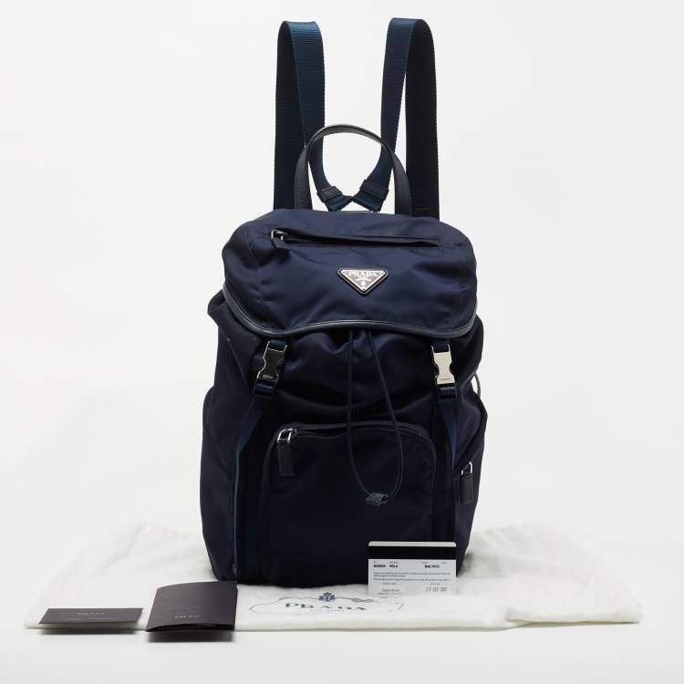 Pre Owned Prada Navy Blue Nylon Backpack