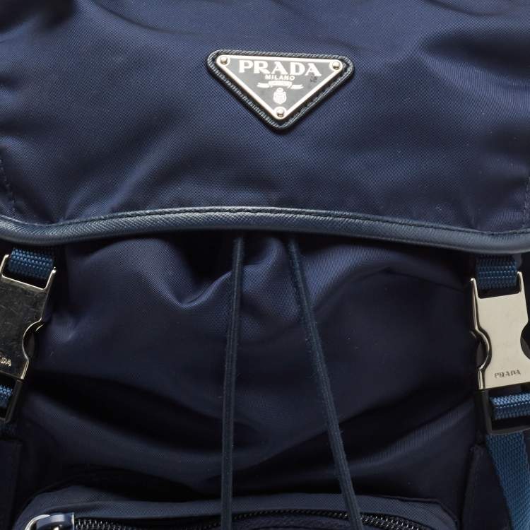 Pre Owned Prada Navy Blue Nylon Backpack
