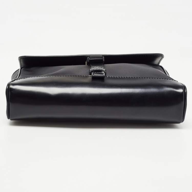 Pre Owned Prada Black Re-Nylon And Leather Shoulder Bag
