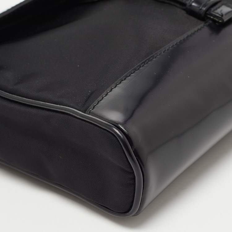 Pre Owned Prada Black Re-Nylon And Leather Shoulder Bag